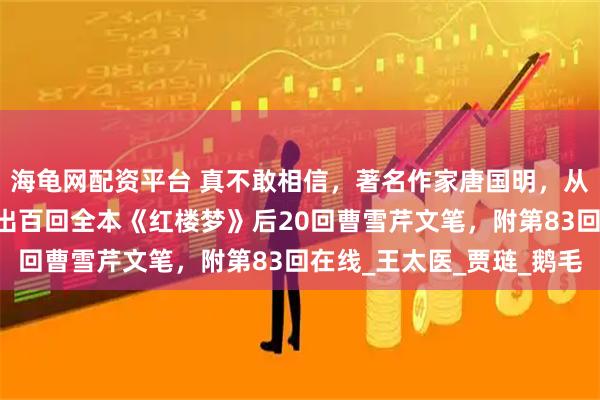 海龟网配资平台 真不敢相信，著名作家唐国明，从程高本后40回里，挖出百回全本《红楼梦》后20回曹雪芹文笔，附第83回在线_王太医_贾琏_鹅毛